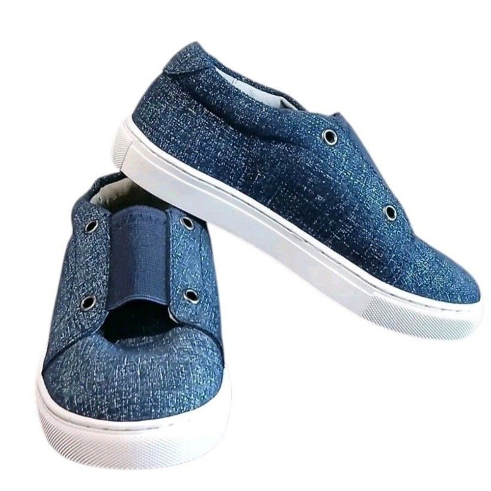 Ruby‎ Label Denim Sparkly Kids Sneakers Shoes Size Slip on US Size 8/26 EU 7in